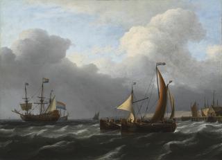 Aernout Smit - Ships off the coast in choppy waters