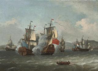 Aernout Smit - The battle of Leghorn, 4th March 1653, during the first Anglo-Dutch War of 1652-54