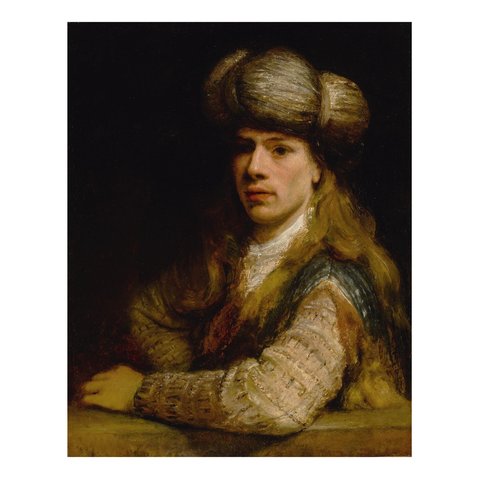 Aert De Gelder - Portrait of a young man behind a balustrade, possibly a self-portrait of the artist