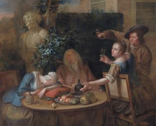 Aert Schouman - A drinking party in a garden