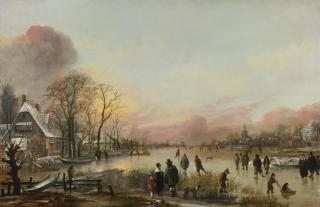 Aert Van Der Neer - Frozen River At Sunset