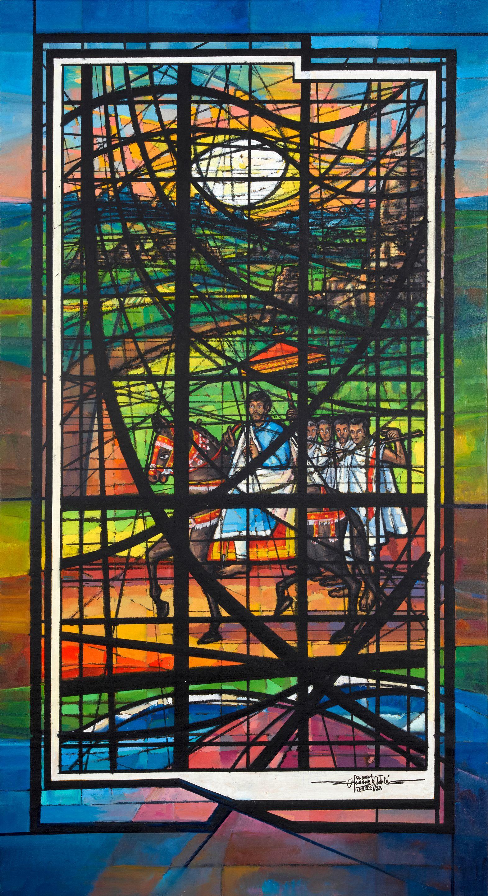 Afewerk Tekle - The King Libne Dengel and his retinue by the Valley of Semien