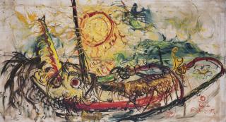 Affandi - A Boat On A Beach, Bali
