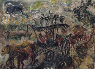 Affandi - Horse Carriages In The Park