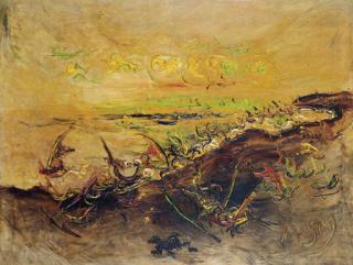 Affandi - Landscape with dog