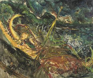 Affandi - Perahu boats in a storm