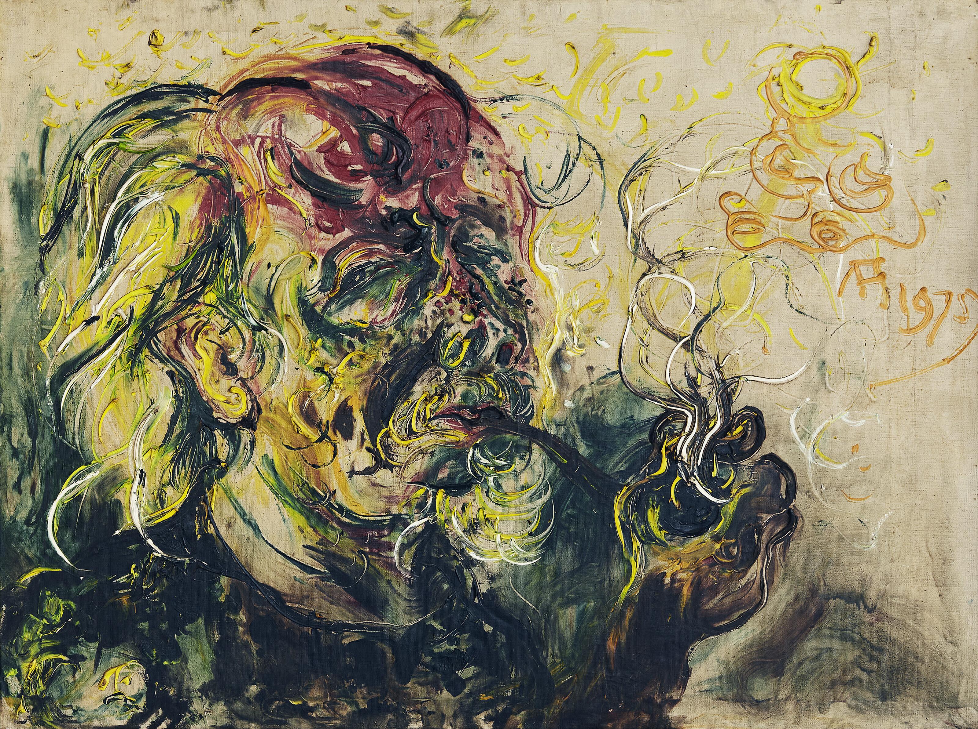Affandi - Self Portrait with Pipe