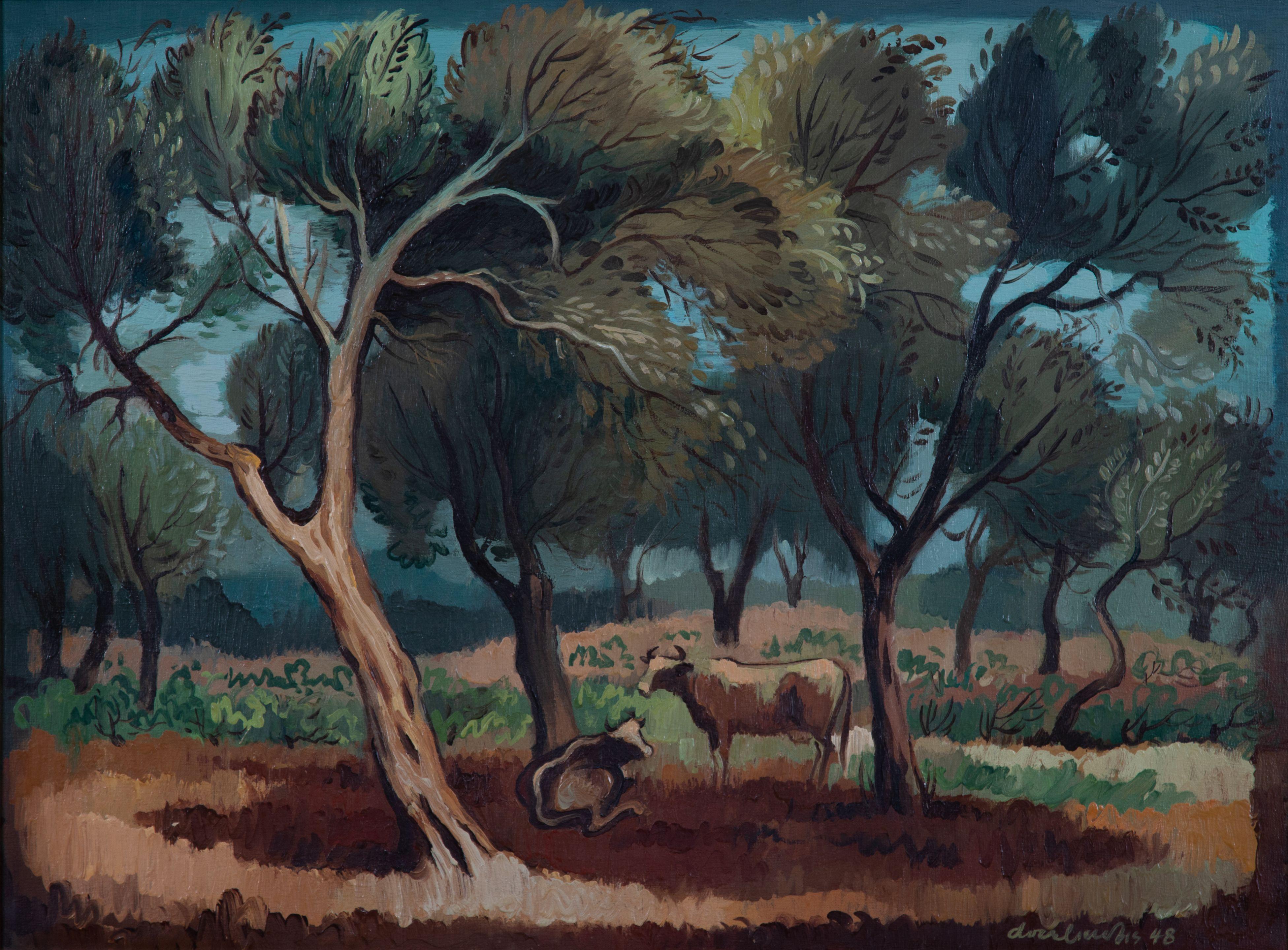 Agenor Asteriadis - Vaches dans une oliveraie