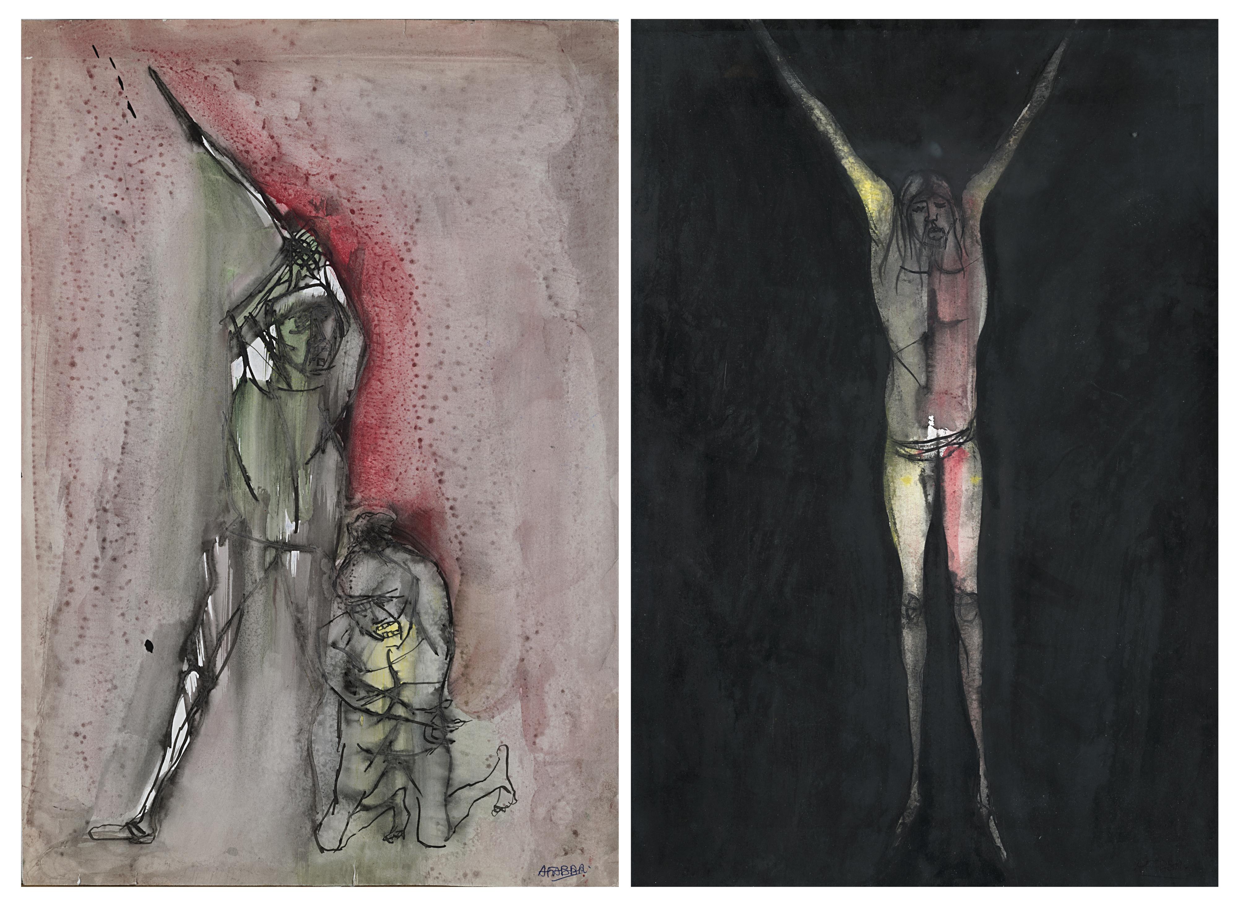 Agenore Fabbri - Lot comprising two mixed media on paper. Both signed on the lower right (cm 50x32, cm 48,5x34)