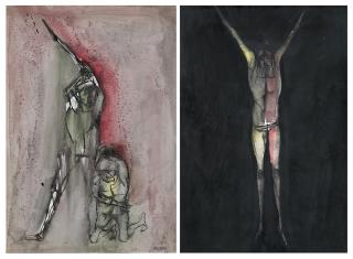 Agenore Fabbri - Lot comprising two mixed media on paper. Both signed on the lower right (cm 50x32, cm 48,5x34)