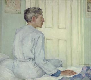 Agnes Millen Richmond - Portrait of the artist\'s husband, Winthrop Turney, seated on a bed