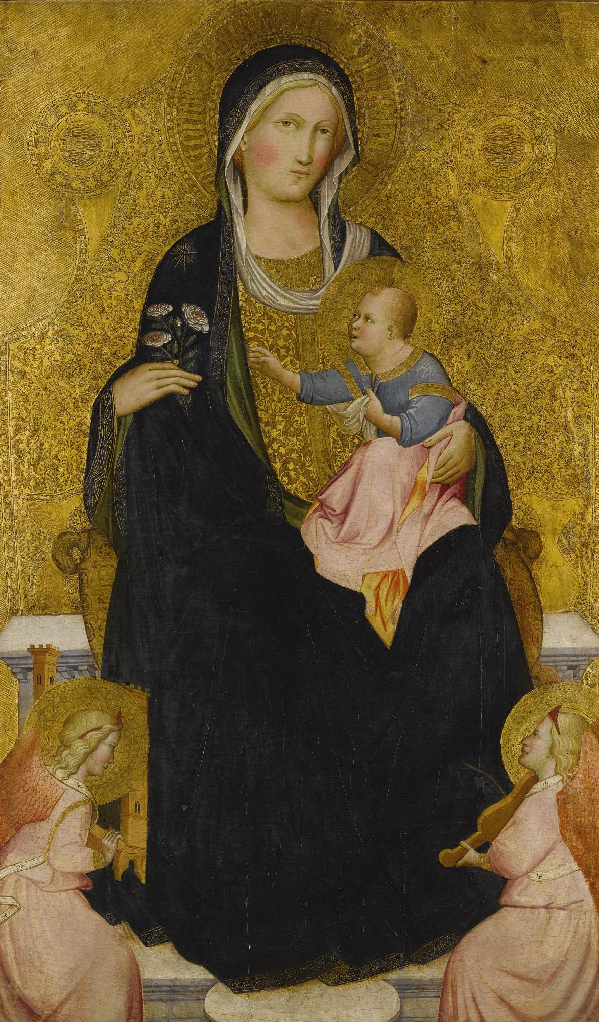 Agnolo Gaddi - Madonna And Child Enthroned With Music-Making Angels