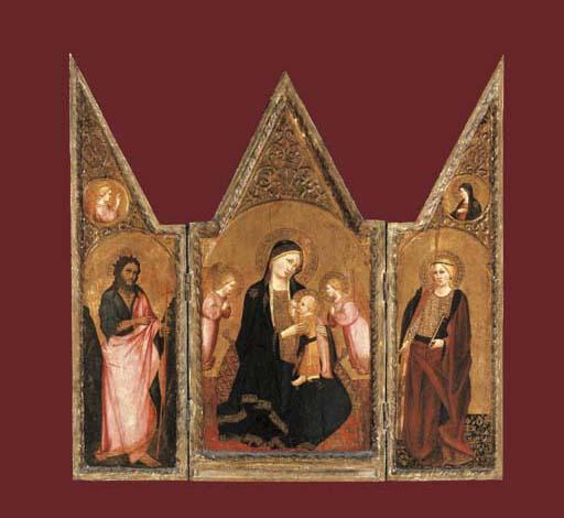 Agnolo Gaddi - The Madonna of Humility with Saint Catherine and Saint John the Baptist