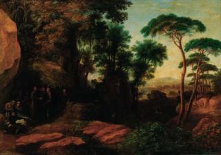 Agostino Aglio - Travellers resting in an extensive wooded landscape