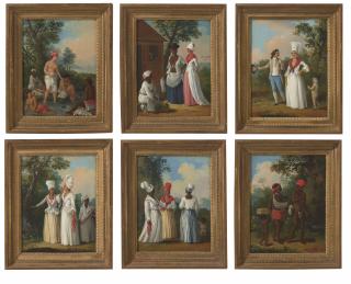 Agostino Brunias - Free Women Of Dominica Bathing In A Stream; Free Women Of Dominica; A Young Couple And Child Promenading, Dominica; Flower Girls Of Dominica; Free Women Of Dominica With Child; And A Native Family Of St. Vincent
