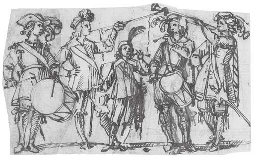 Agostino Buonamici - Five standing musicians