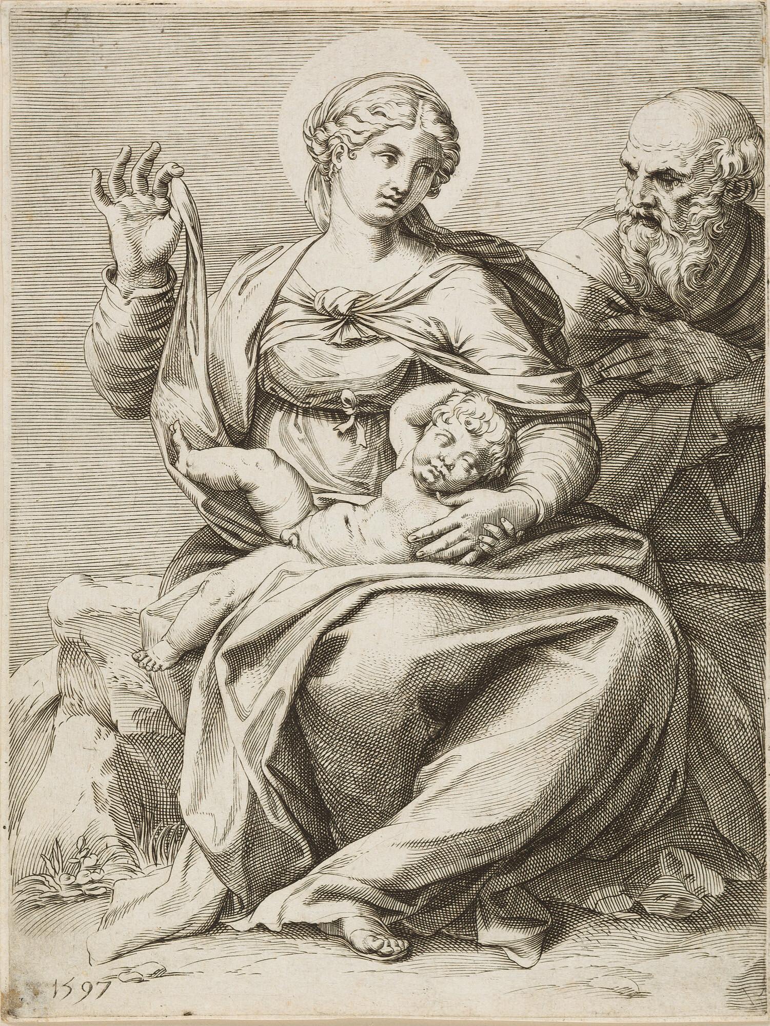 Agostino Carracci - Die heilige Familie.