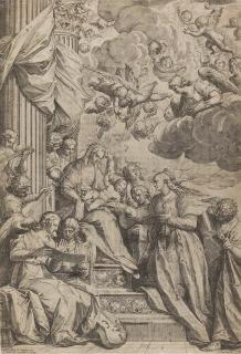 Agostino Carracci - Die mystische Vermählung der heiligen Katharina.