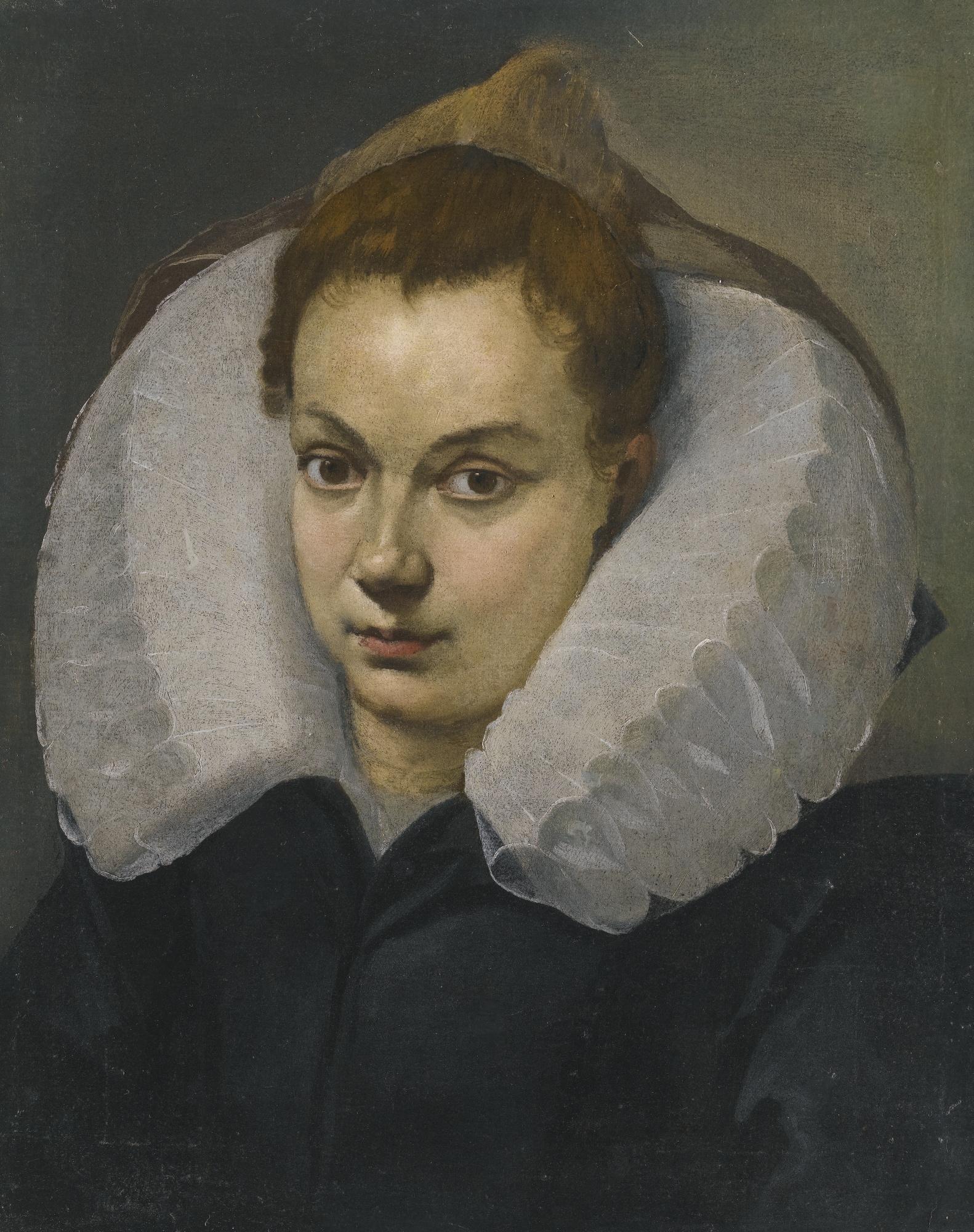 Agostino Carracci - Portrait Of A Woman, Head And Shoulders, In A White Ruff