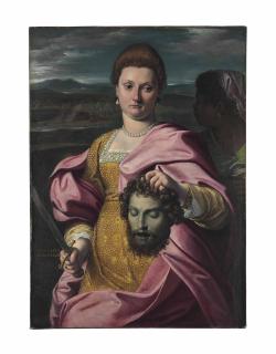 Agostino Carracci - Portrait Of Olimpia Luna As Judith And Melchiorre Zoppio As Holofernes