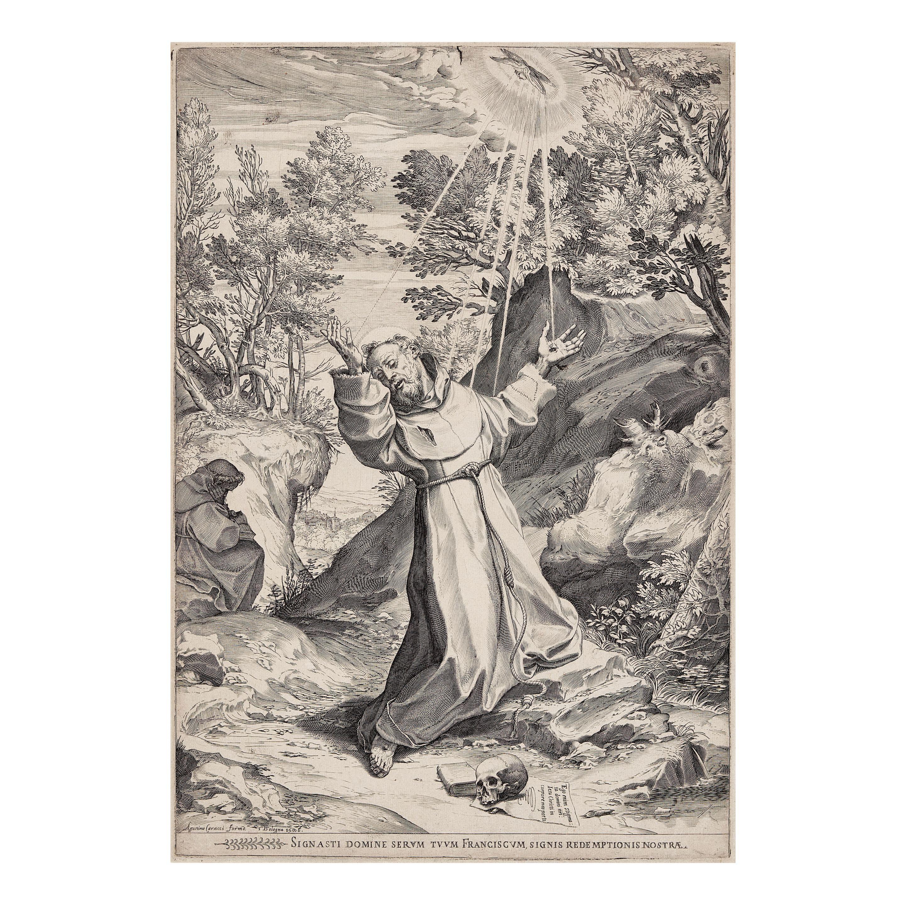 Agostino Carracci - Saint Francis Receiving the Stigmata