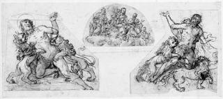 Agostino Ciampelli - Two studies for an early martyr attacked by lions; and The Holy Family: design for a lunette