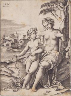Agostino de\' Musi - Venus and Cupid (After Raphael) (Bartsch XIV.218.286)