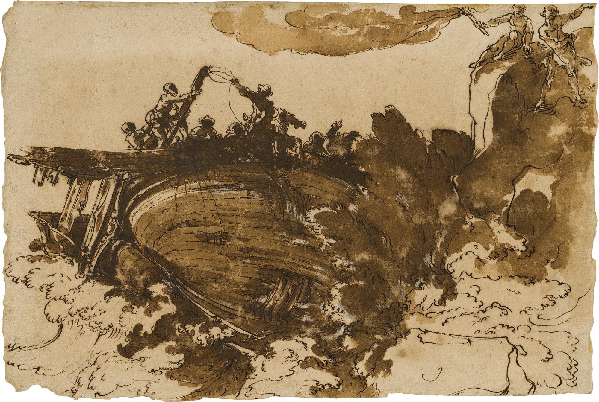 Agostino Tassi - A Shipwreck with Figures