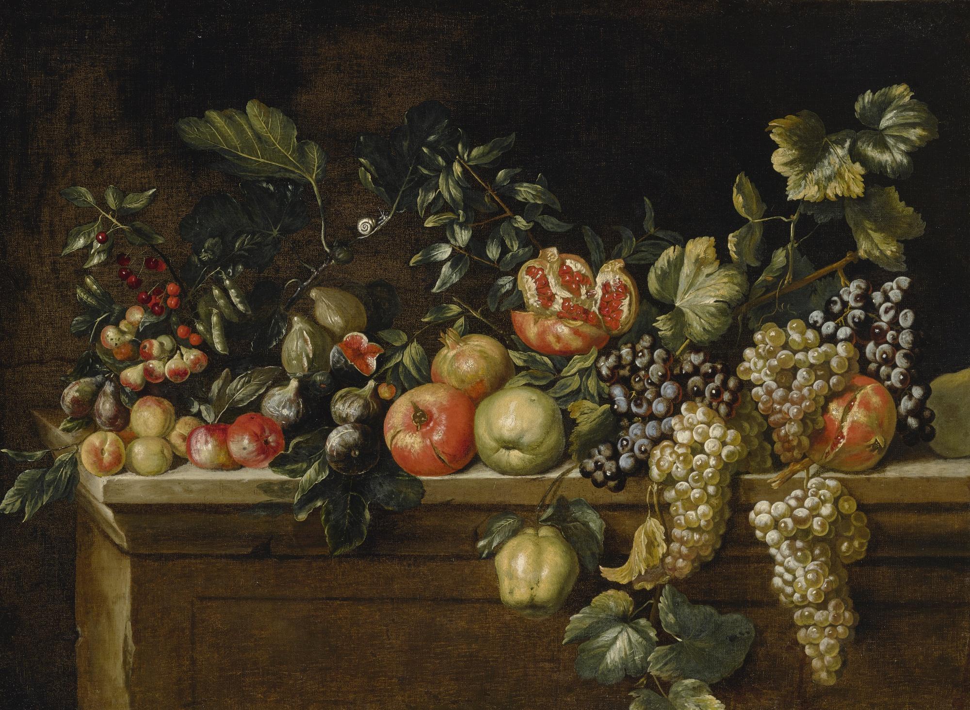 Agostino Verrocchio - Fruit On A Stone Ledge