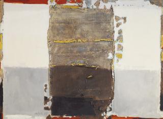 Ahmad Sadali - Balok Bersisa Emas Dengan Latar Putih (Gold Remnants On A Beam Against White Background)