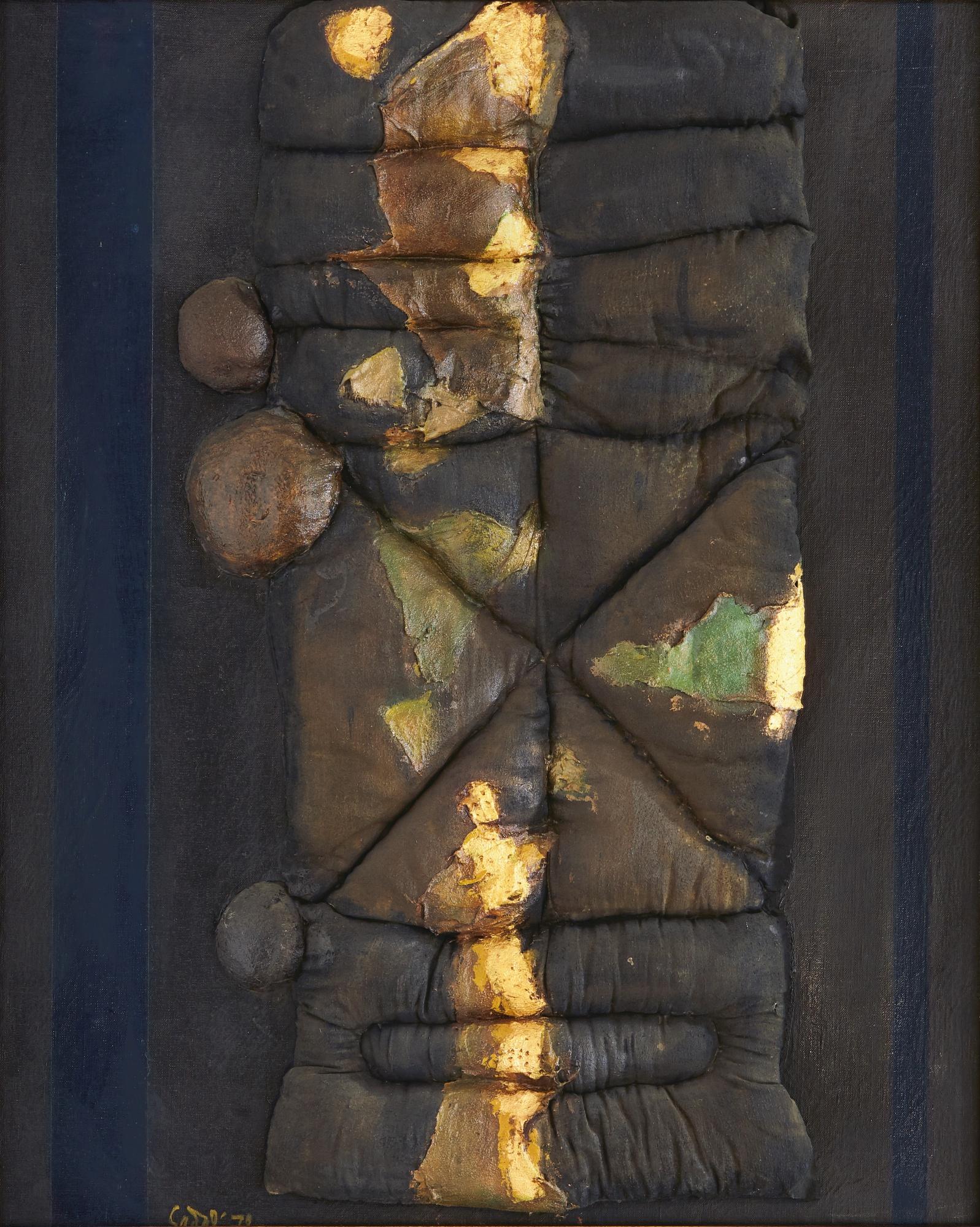 Ahmad Sadali - Bidang Keriput Dasar Hitam Dan Emas (Ridged Plane Against Black Background And Gold)