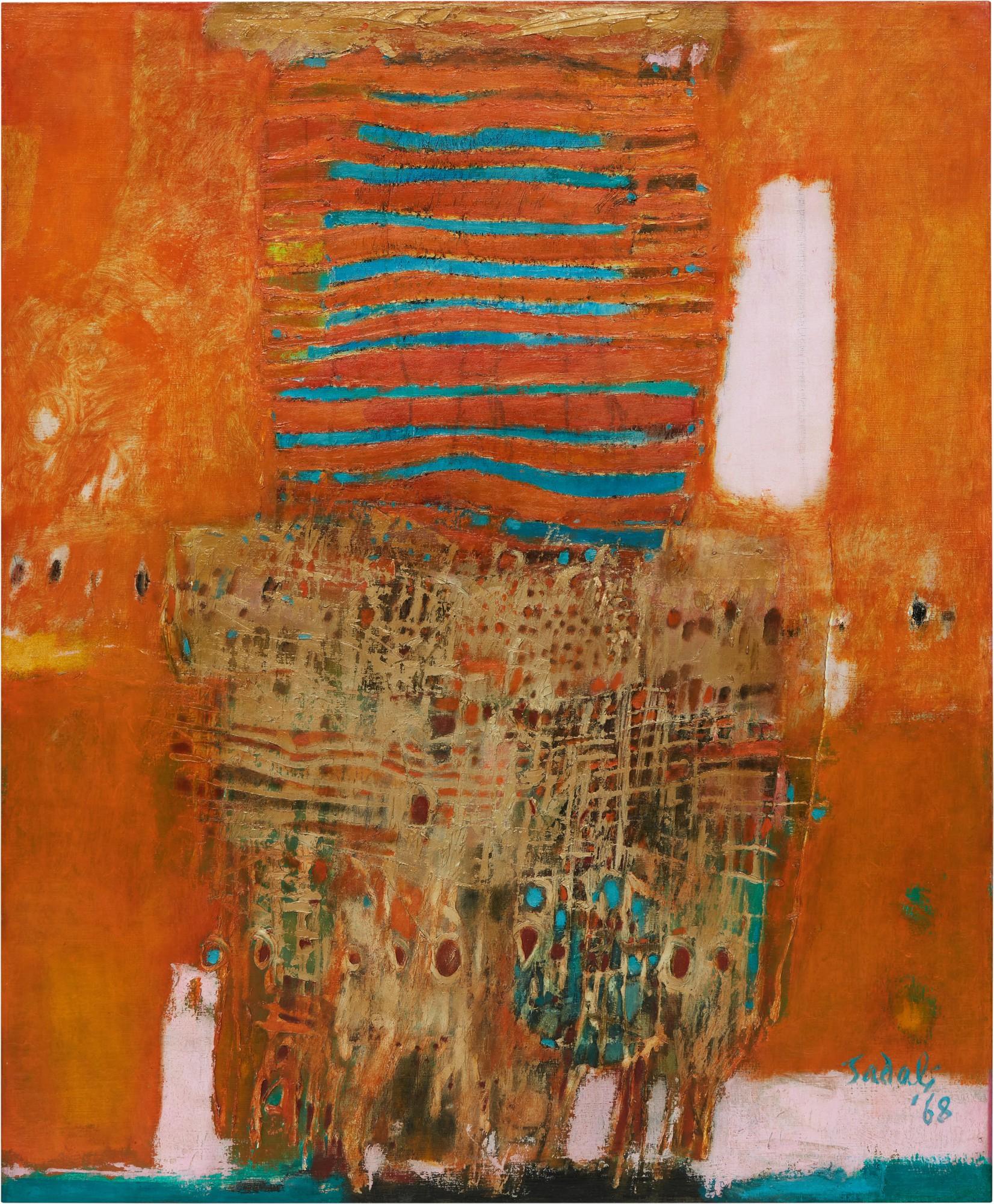 Ahmad Sadali - Composition with Orange Background