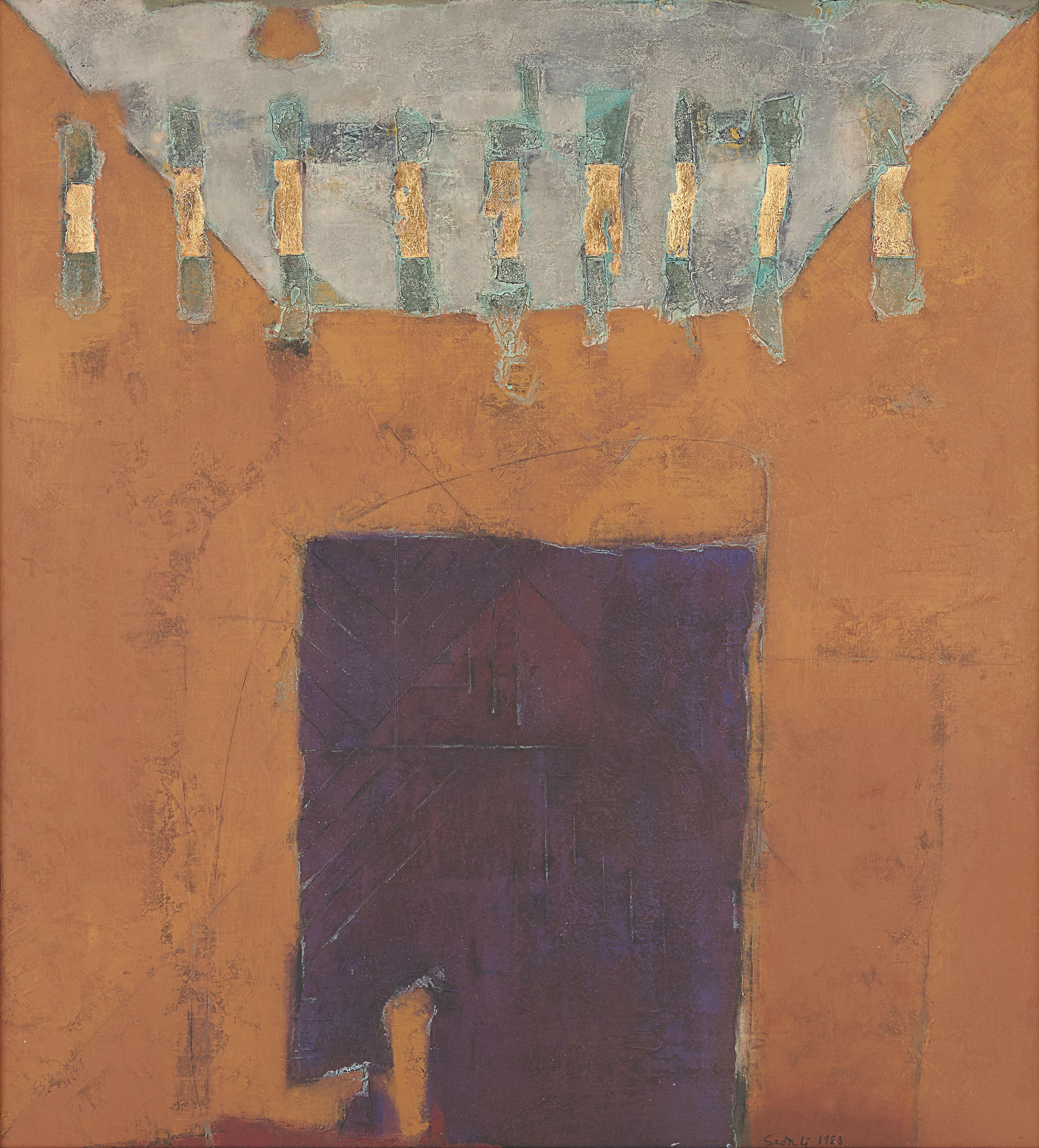 Ahmad Sadali - Diagonal Dengan Batang-Batang Emas (Diagonal With Gold Bars)