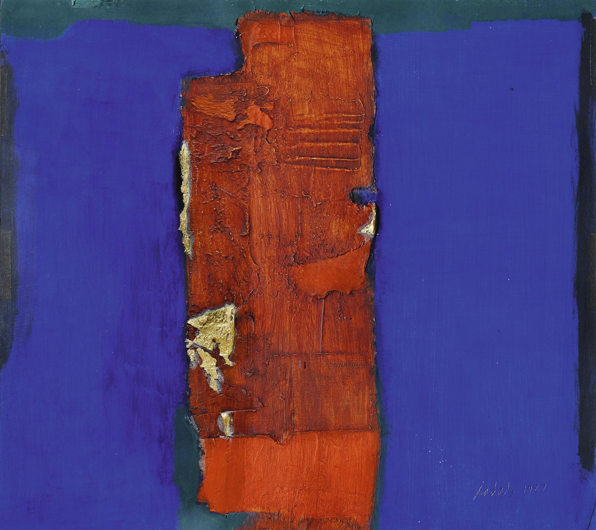 Ahmad Sadali - Emas Dalam Bongkah Merah Berlatar Biru Submarine