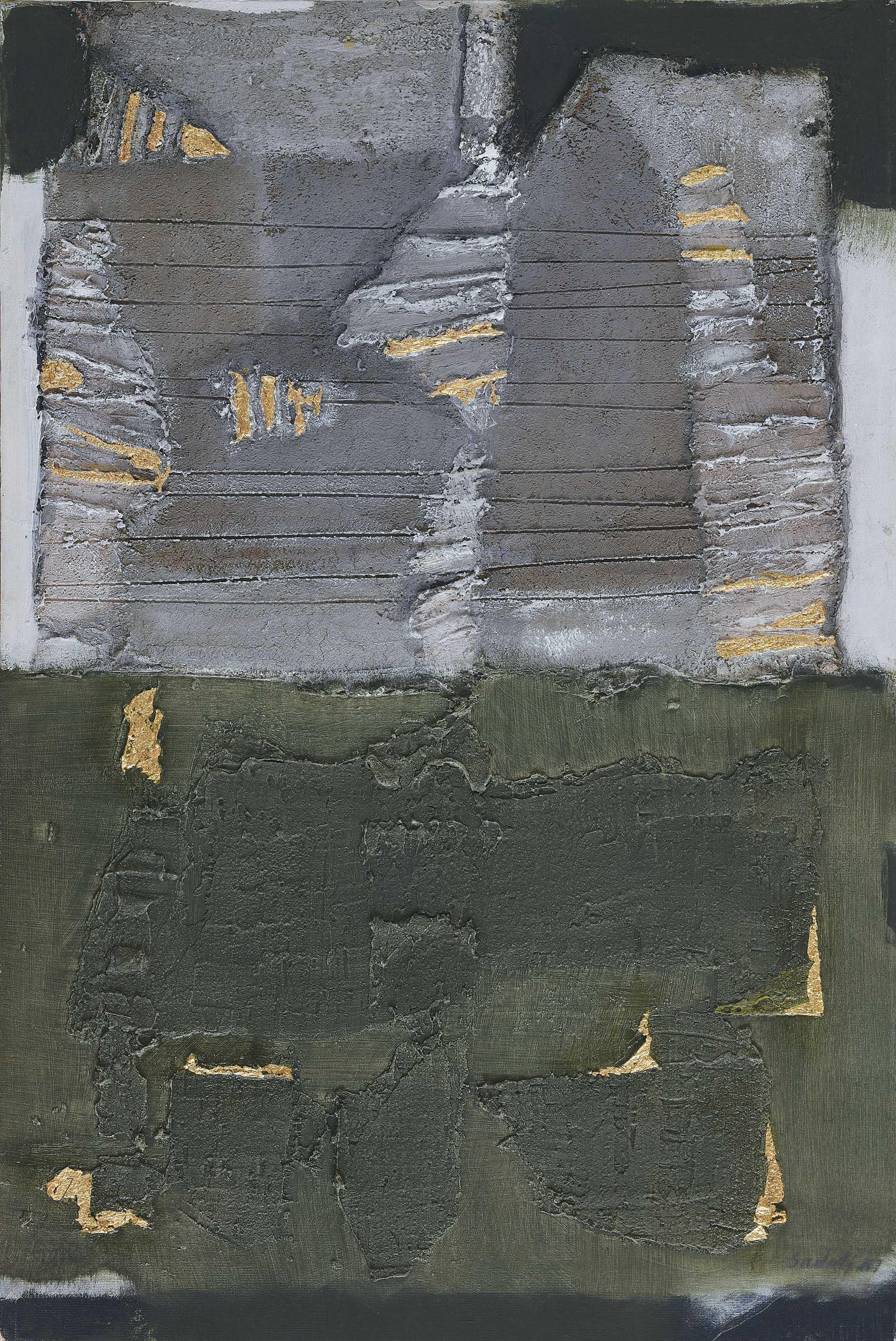 Ahmad Sadali - Komposisi Abu-Abu Hijau dan Emas (Gray, Green and Gold Composition)