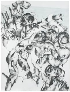 Ahmed Alsoudani - Untitled (Blue Wave)