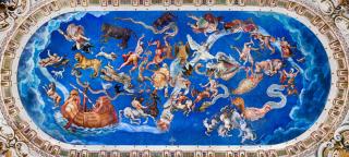 Ahmet Ertuğ - Astrological World And Constellations, Ceiling Painting In The Room Of The World Map, Palazzo Farnese, Caprarola, Italy
