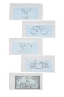 Ai Weiwei - Ai Weiwei MASK: Mask with Middle Finger &; Free Speech Series (A Group of 5 Works)