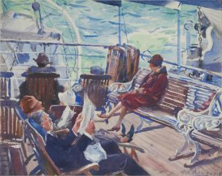 Aiden Lassell Ripley - Ferry Passengers on the Deck
