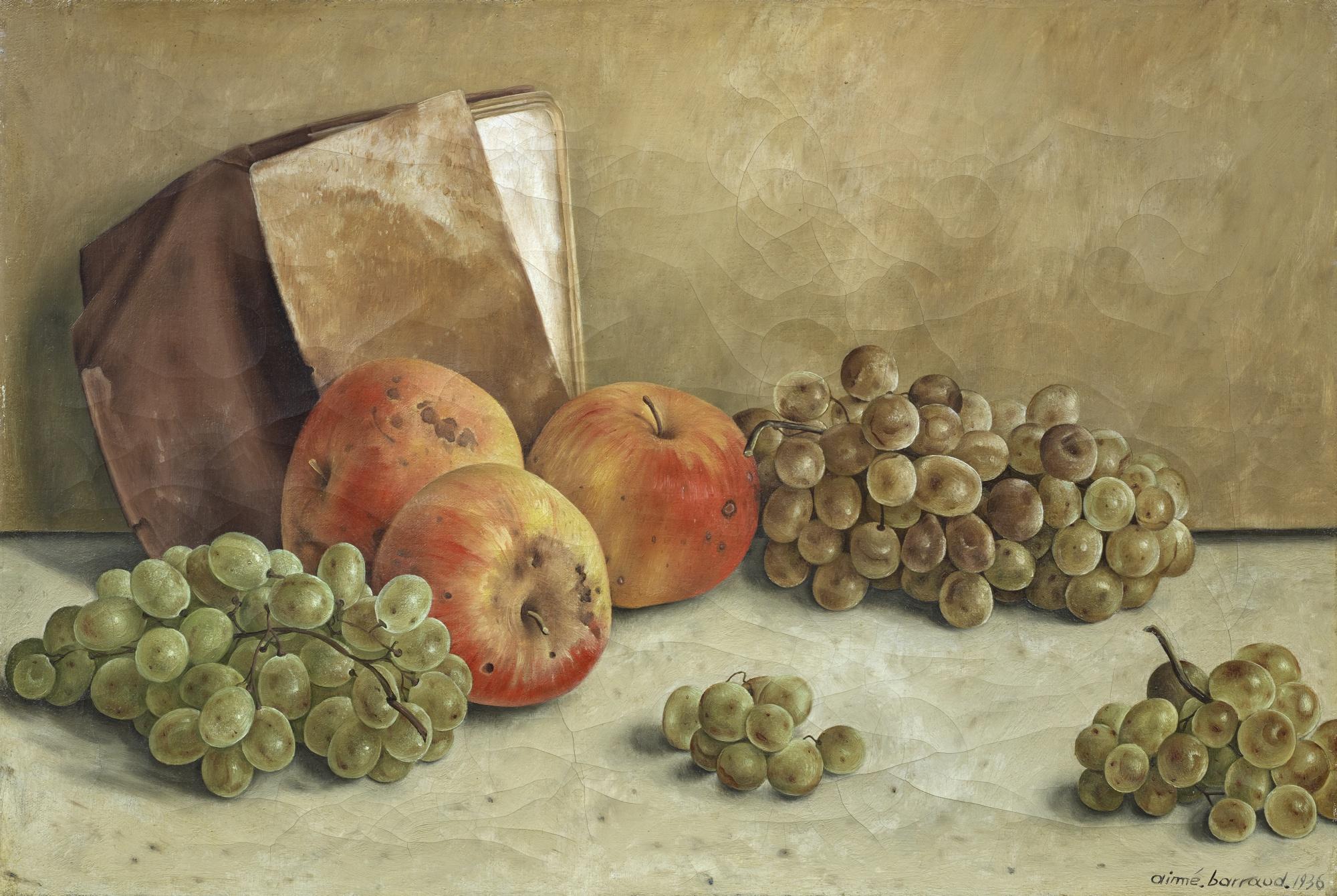 Aime Barraud - Nature Morte Aux Pommes Et Aux Raisins