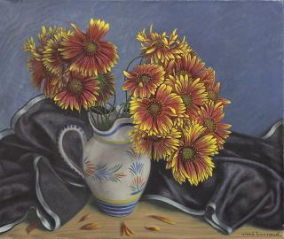 Aime Barraud - Nature Morte Florale Avec Dahlias