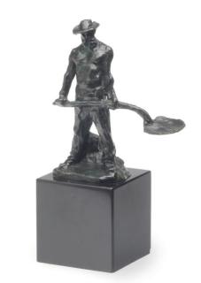 Aimé Jules Dalou - Man with a spade; and a companion sculpture