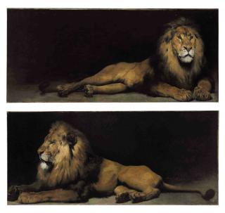 Aime-Nicolas Morot - Reclining Lions: a Pair