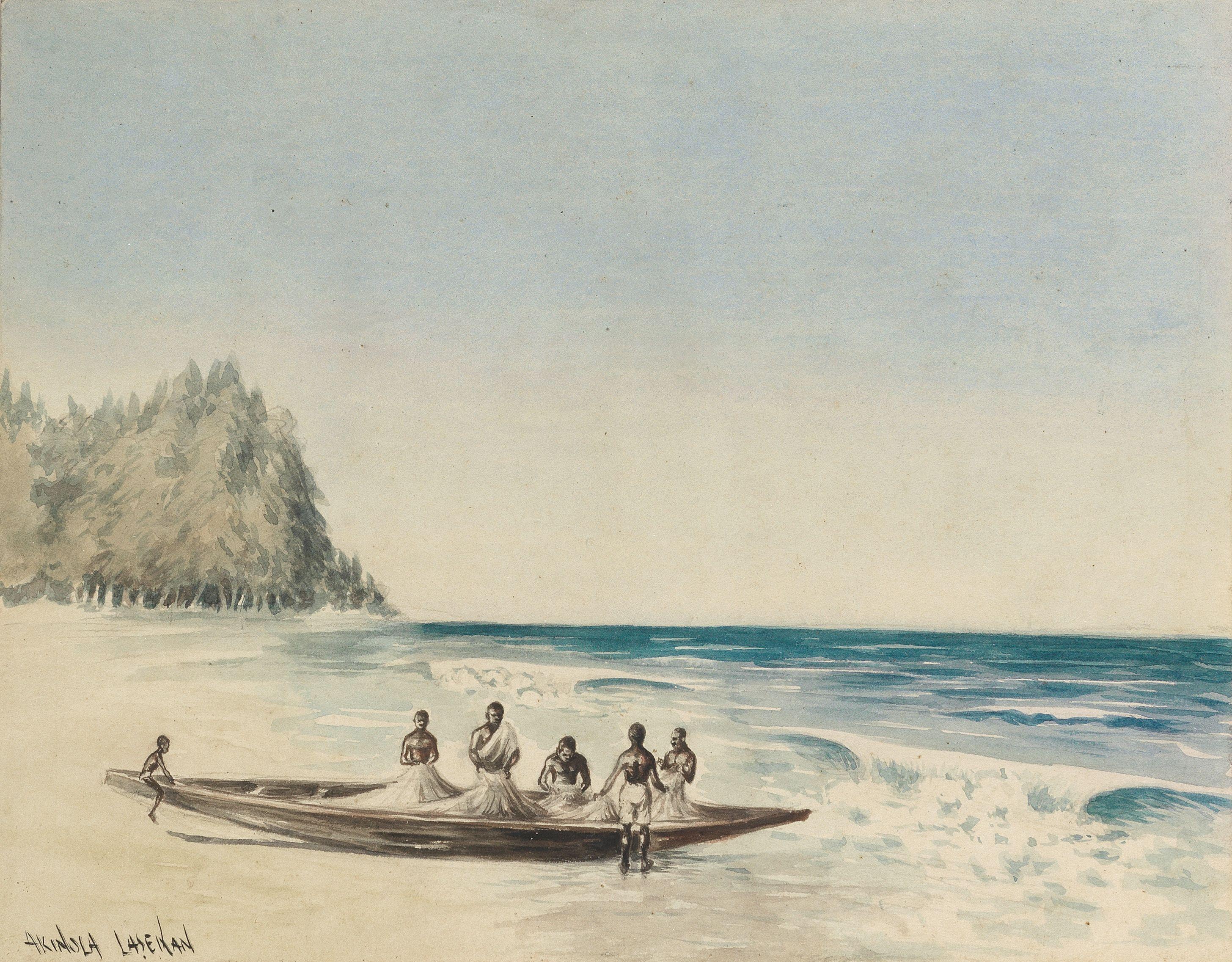 Akinola Lasekan - Fishermen sorting the catch