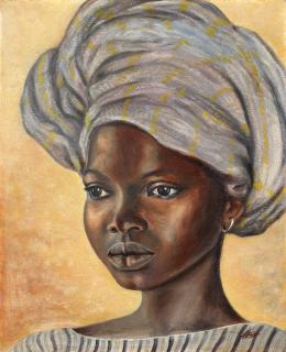 Akinola Lasekan - Portrait of a girl wearing a headscarf