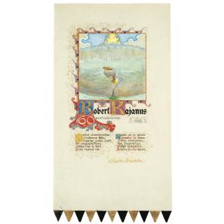 Akseli Gallen-Kallela - Finnish 60-Vuotis Onnittelu Runosäe Sekä Uuniikkityö Professori Robert Kajanukselle (60Th Birthday Tribute To Professor Robert Kajanus)