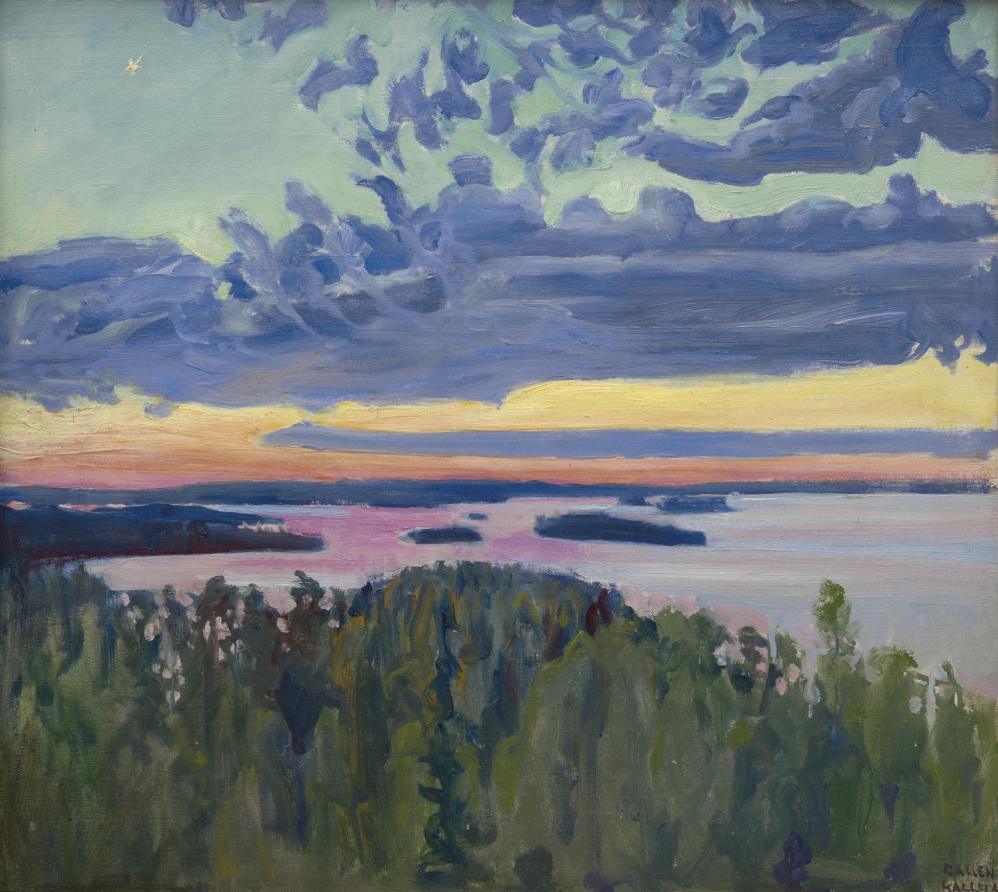 Akseli Gallen-Kallela - View Over A Lake At Sunset
