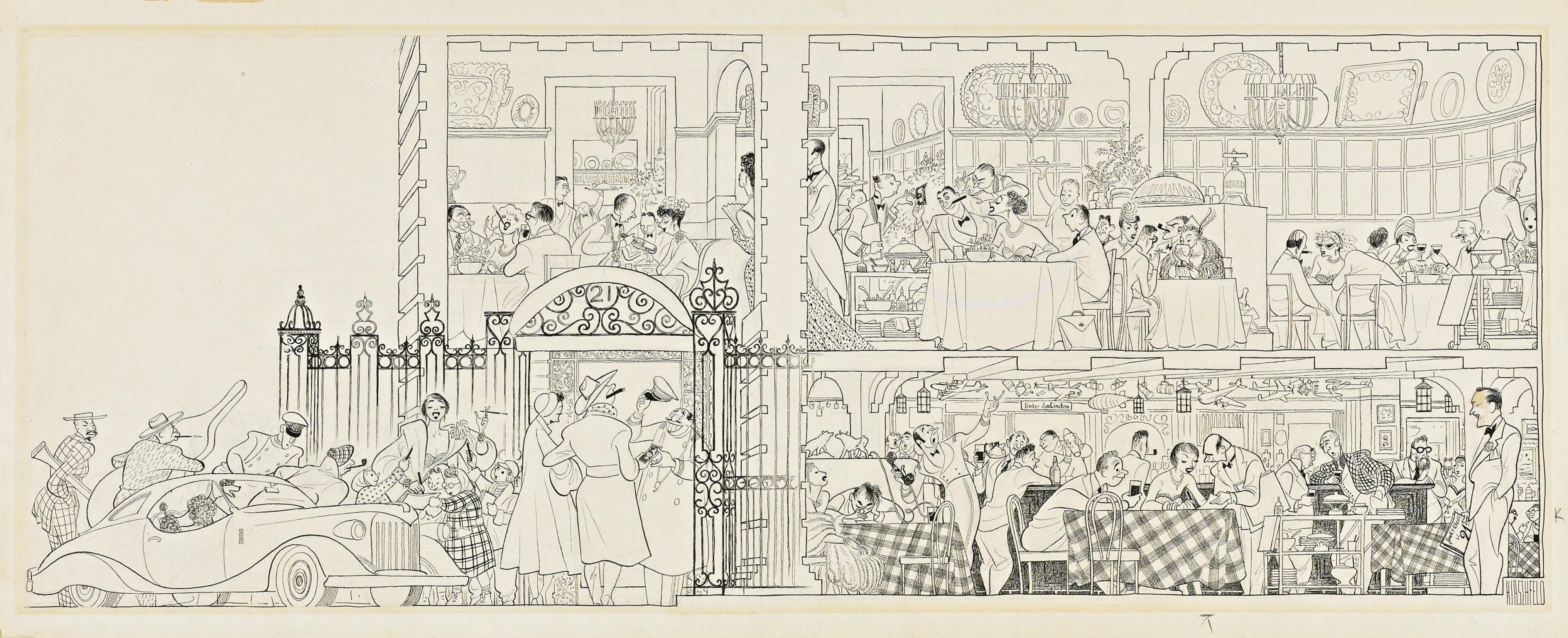 Al Hirschfeld - A Night At The \'21\' Club