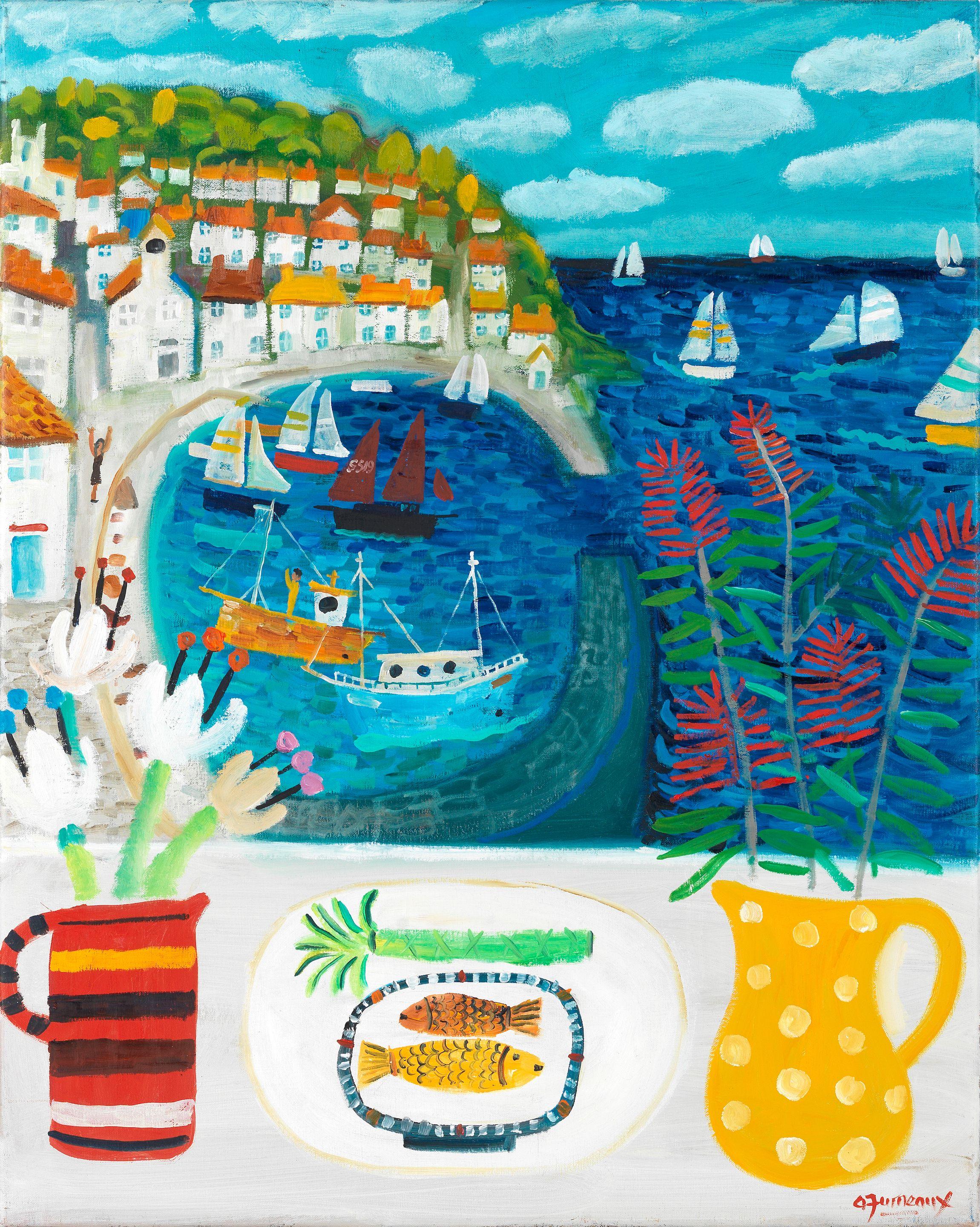 Alan Furneaux - Mousehole Still Life With Yellow Jug And Bottle Brush (Unframed)