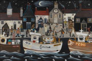 Alan Furneaux - Newlyn Under a Crescent Moon